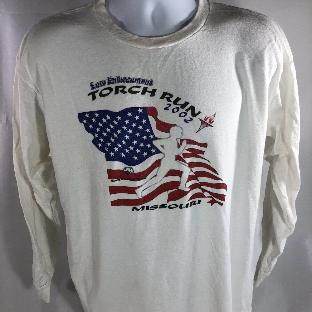 Missouri Law Enforcement Torch Run 2002 T Shirt Size Large Double Sided Tee